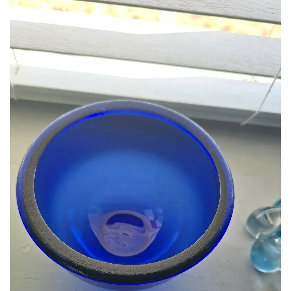 Vintage TAG Cobalt Blue Bowl Recycled Glass Made In Spain 5.5